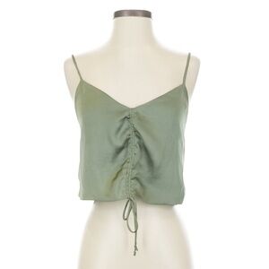 Wilfred Green Ruched Cropped Spaghetti Top